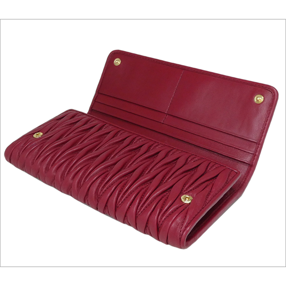 Miu Miu Matelasse Crystal Wallet Ruby Red Sheep Leather - Picture 4 of 7